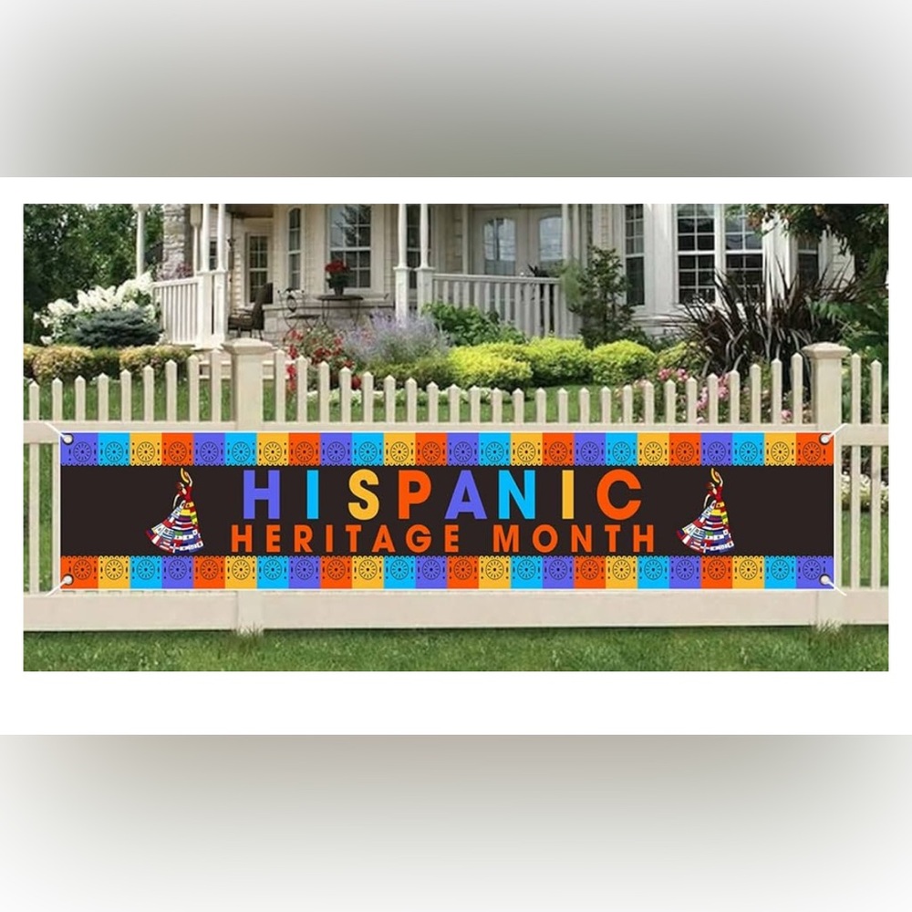 Celebrating Hispanic Heritage Month Banner,98 x 18,Sign Flag with Brass Grommets